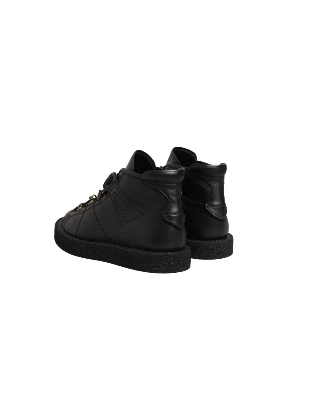 Bottines noires en cuir Dolce & Gabbana pour homme avec lacets et semelle en caoutchouc, style élégant et moderne.