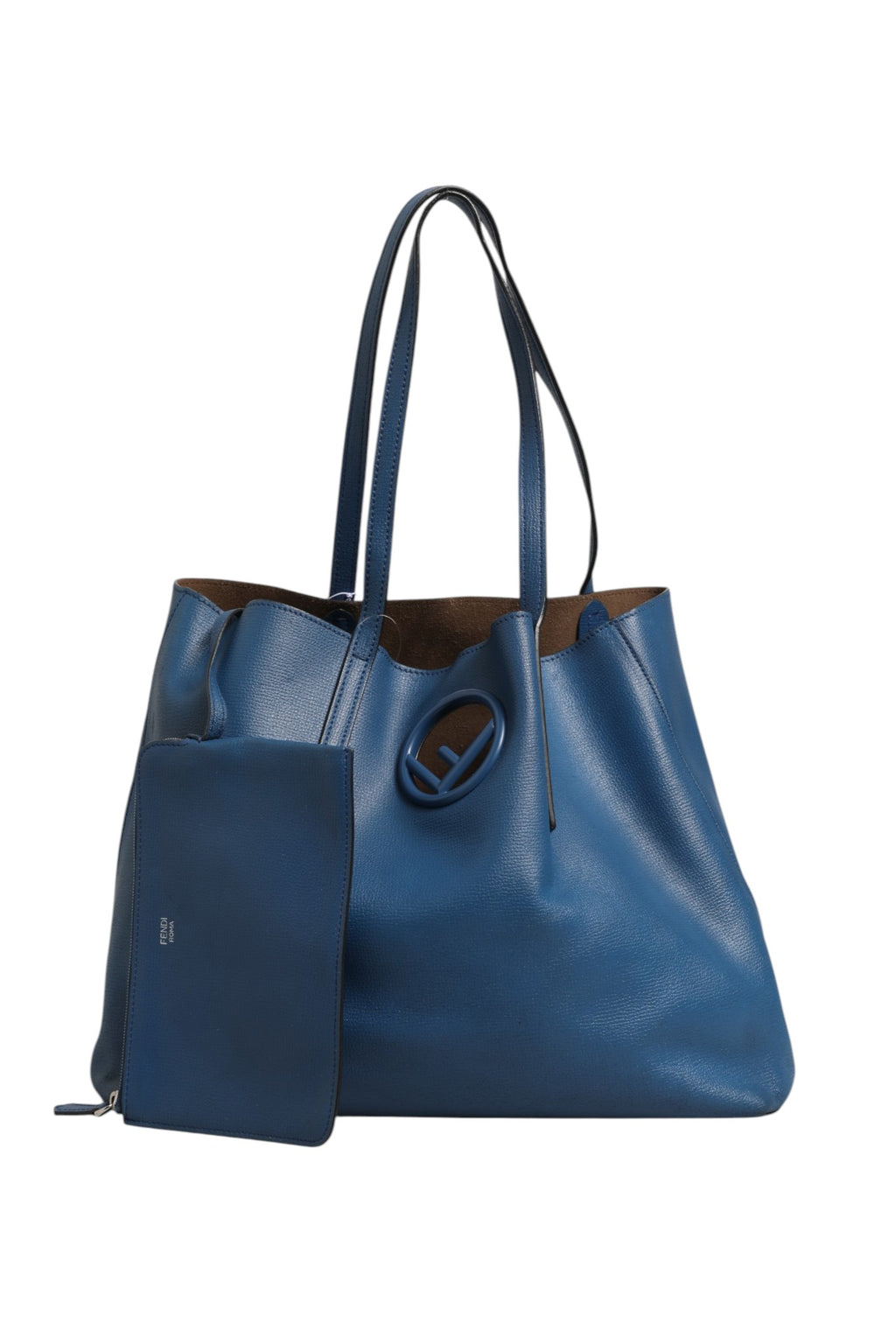Fendi Ledershoppingtasche Marineblau