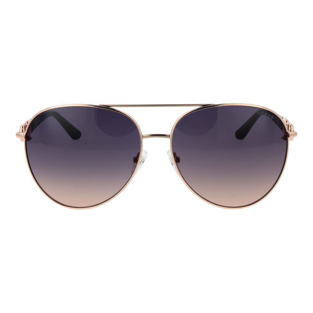 Lunettes de soleil en métal or rose Guess, lunettes de soleil élégantes avec monture fine et branches assorties.