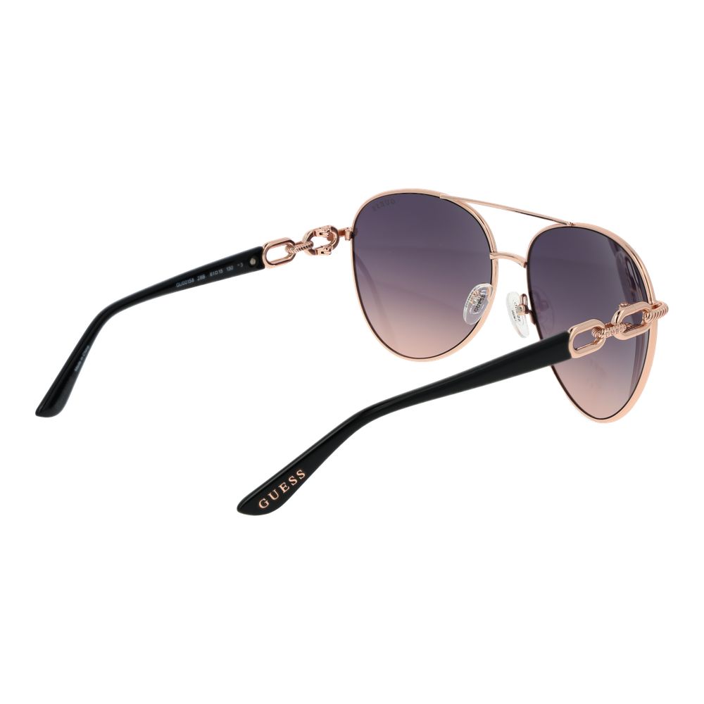 Lunettes de soleil en métal doré rose Guess avec monture élégante et design moderne, vue de face.