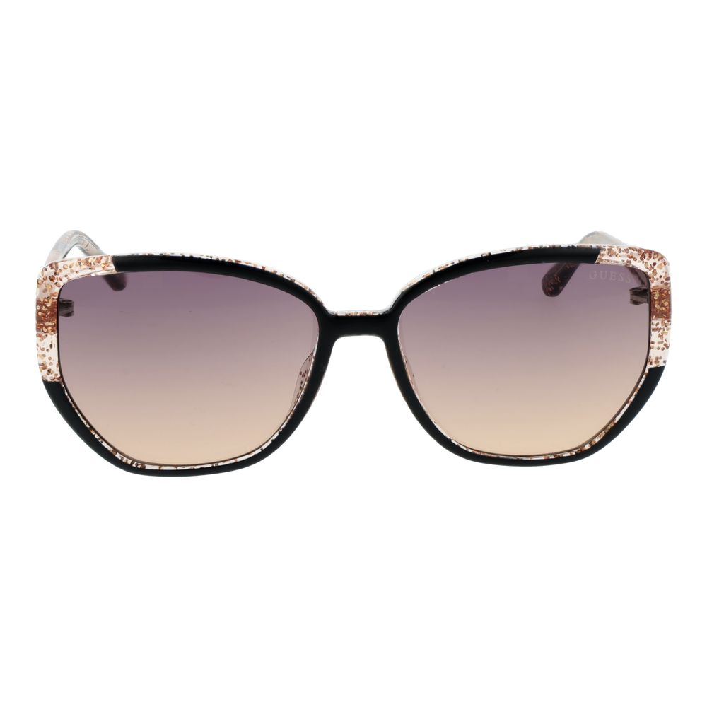 Lunettes de soleil Guess en plastique noir avec monture élégante et style moderne, idéales pour un look tendance.