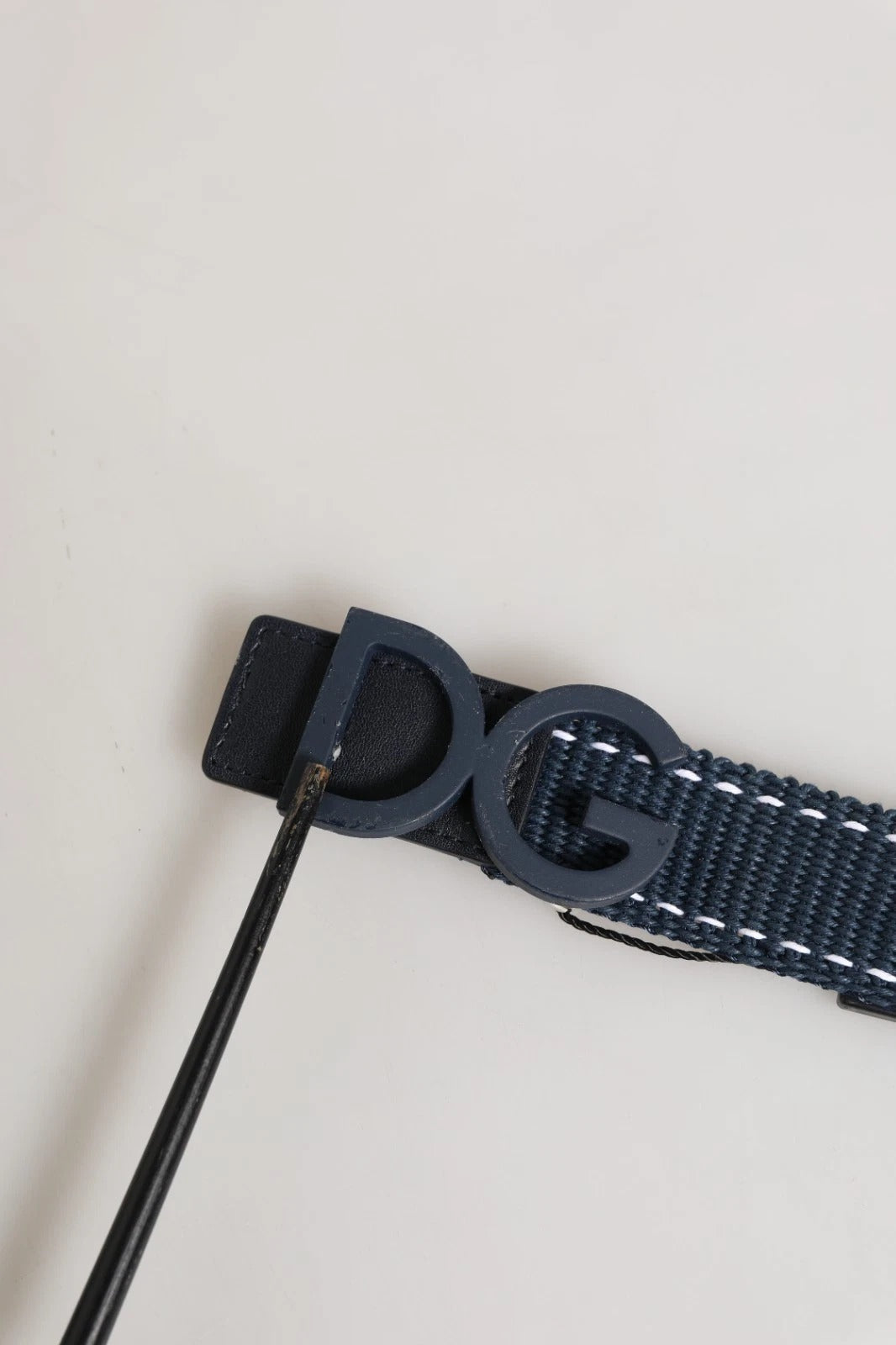 Dolce & Gabbana Blue Cotton Canvas DG Logo Metal Buckle Belt