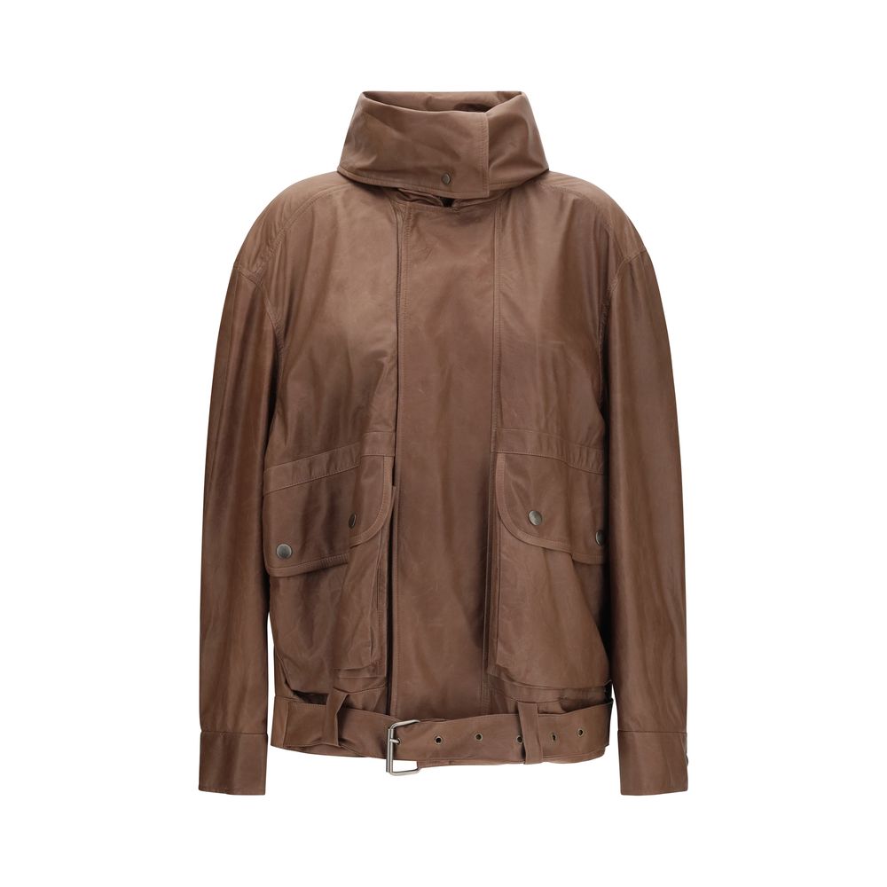 Veste en cuir marron Calvin Klein pour homme, en peau d'agneau Ovis Aries, avec détails élégants et coupe moderne.