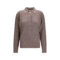 Sweat-shirt en soie marron de Calvin Klein, vue de face, avec col rond et logo discret sur la poitrine.