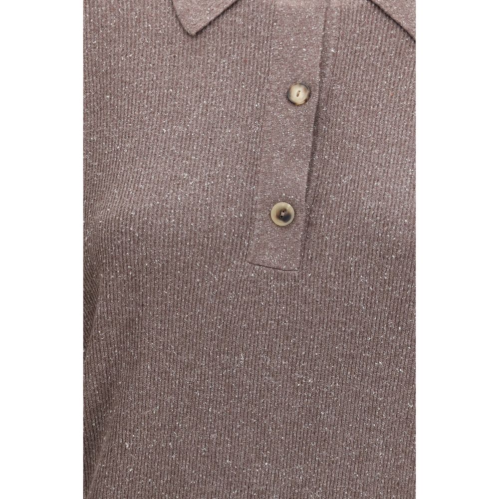 Sweatshirt en soie marron de Calvin Klein, vue de face, avec col rond et manches longues, tissu doux et élégant.