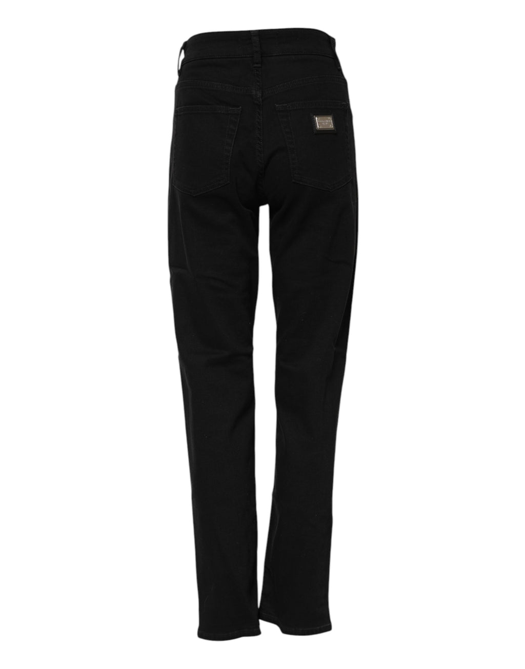 Jeans boyfriend en coton stretch noir de Dolce & Gabbana, coupe décontractée et détails modernes visibles sur l'image.