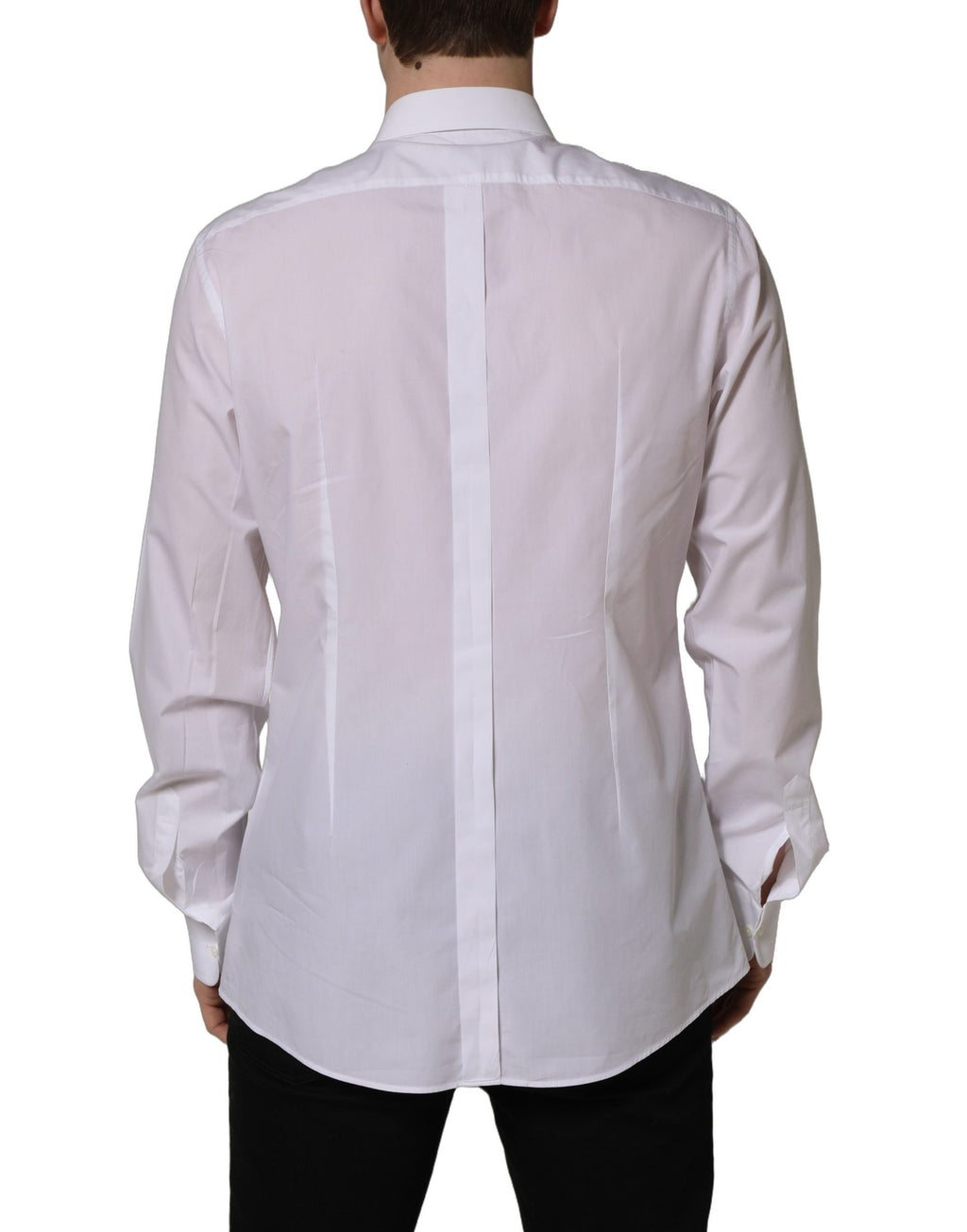 Chemise formelle Dolce & Gabbana en coton popeline blanche avec bavette, style élégant et classique pour femme.