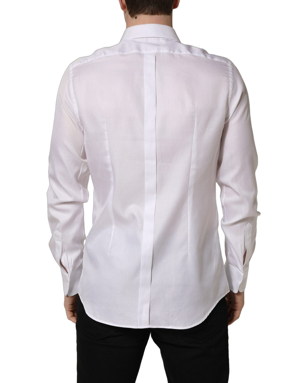Chemise homme Dolce & Gabbana blanche en coton à col formel, élégante chemise de costume pour homme.