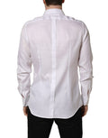 Chemise homme Dolce & Gabbana blanche en coton à col formel, élégante chemise de costume pour homme.