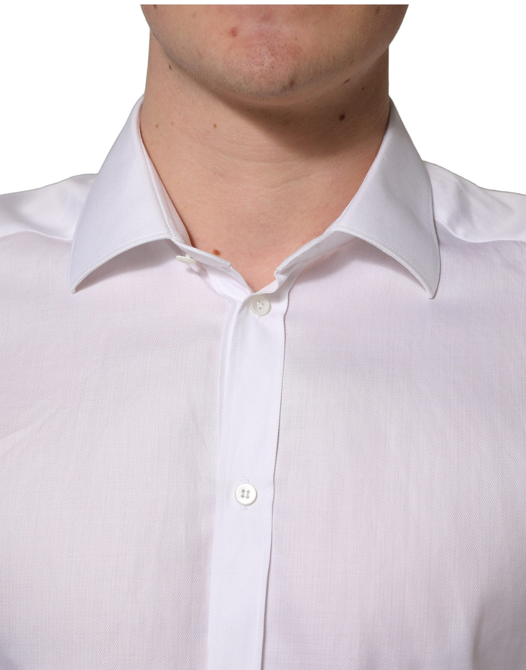 Chemise formelle blanche en coton Dolce & Gabbana avec col pour homme, vue de face.