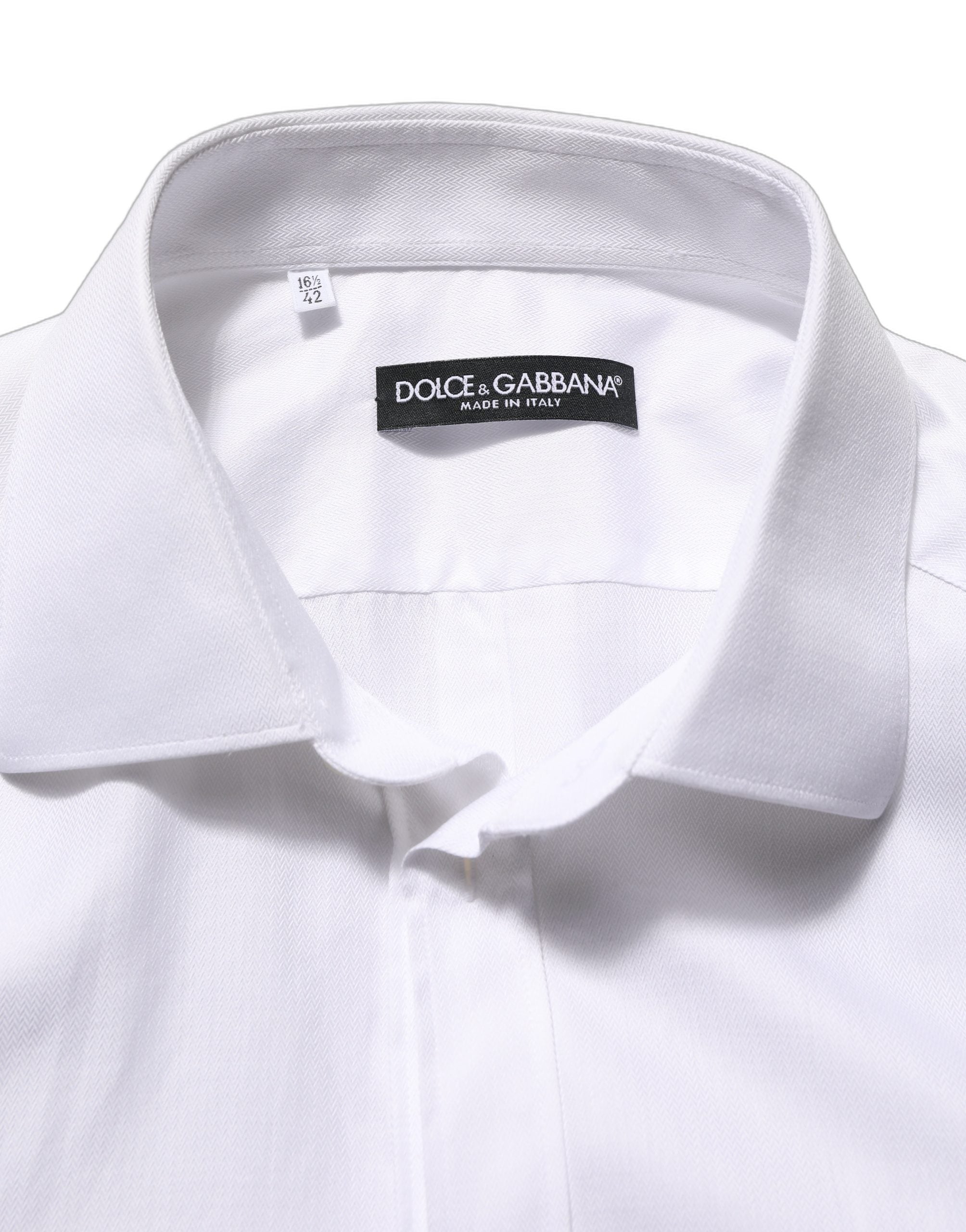 Chemise homme blanche en coton Dolce & Gabbana, chemise formelle à col pour occasion élégante.