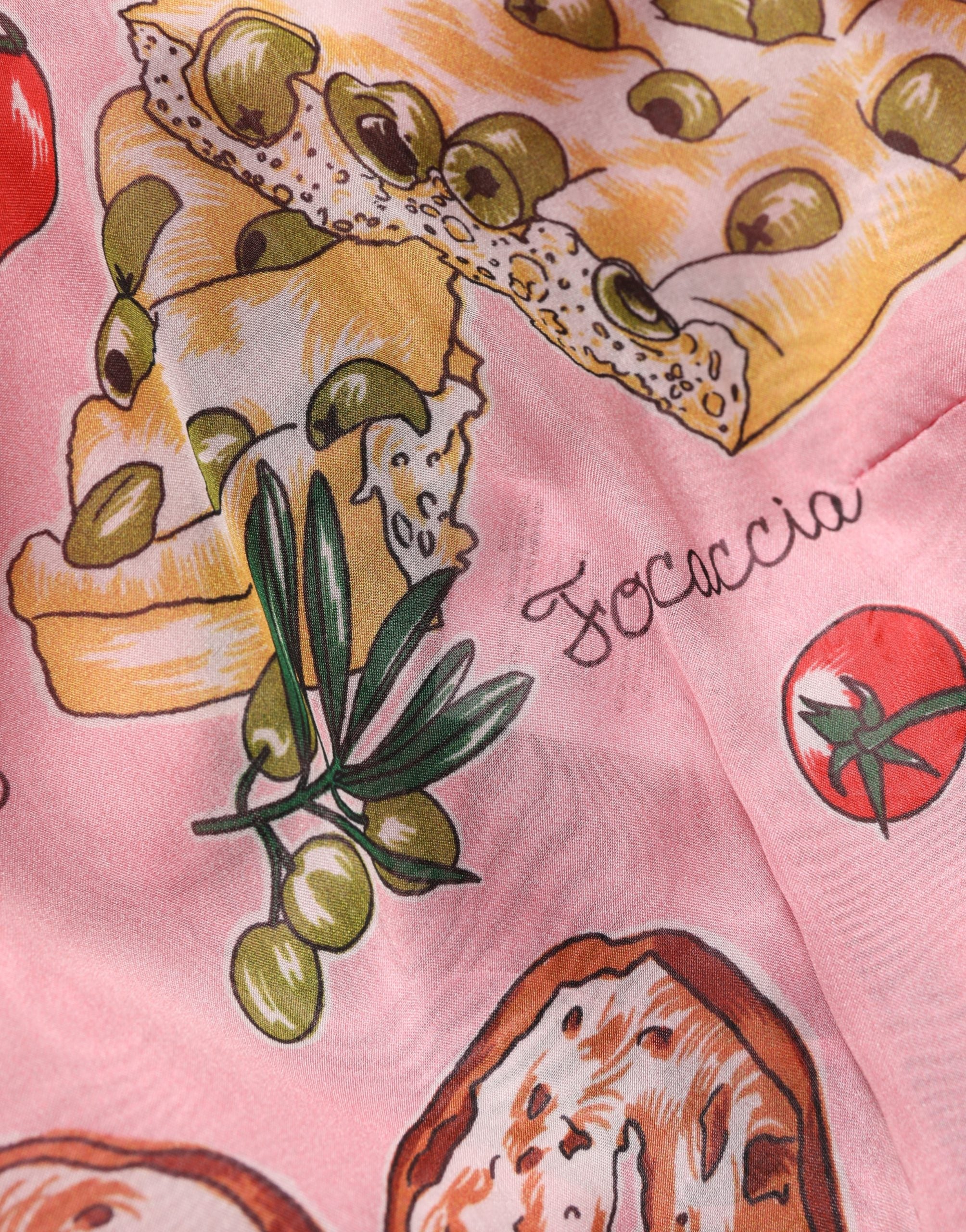 Robe longue plissée Dolce & Gabbana à motif pain léger rose, élégante et fluide, idéale pour une tenue élégante.