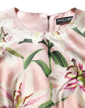 Robe sans manches Dolce & Gabbana Light Pink LilyPrint, coupe droite, tissu fluide avec imprimé floral lilyprint.