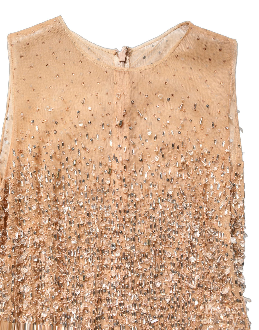 Robe sirène marron Dolce & Gabbana ornée de cristaux brillants et de détails élégants, vêtement de soirée sophistiqué.