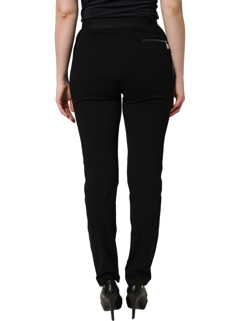 Pantalon skinny noir en viscose à taille mi chez Dolce & Gabbana, pantalon élégant et ajusté pour femme.