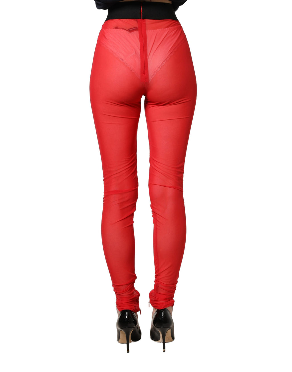 Pantalon slim en nylon stretch rouge Dolce & Gabbana, pantalon slim élégant avec une coupe ajustée et moderne.