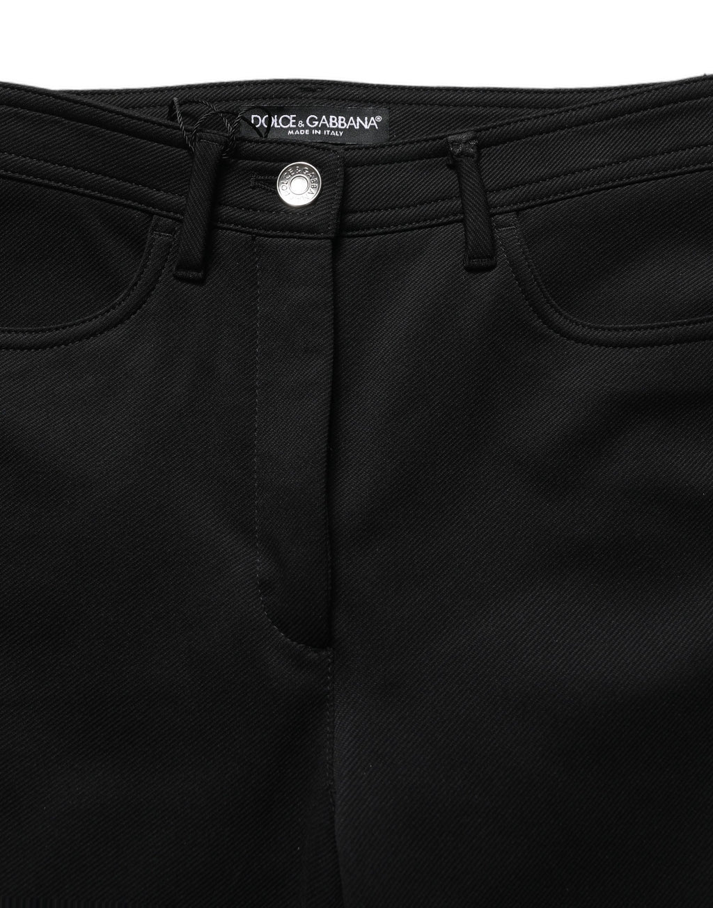 Pantalons skinny en nylon noir à taille haute de Dolce & Gabbana, coupe stretch et élégante.