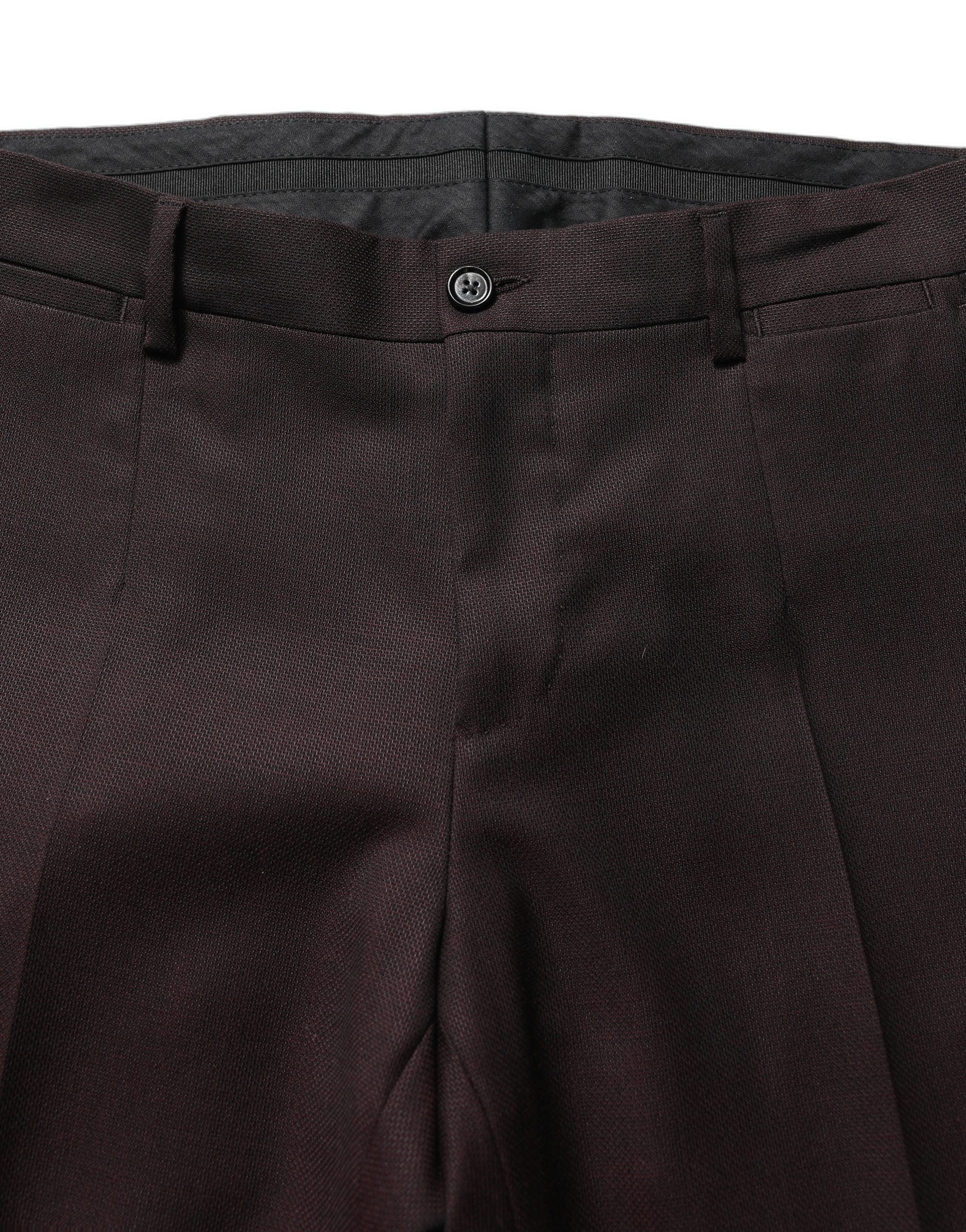 Pantalon en soie marron Dolce & Gabbana, pantalon droit pour femme, tissu élégant et confortable, vu de face.