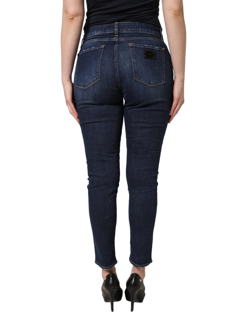 Jeans skinny en denim coton bleu délavé de Dolce & Gabbana, style décontracté avec finitions usées.