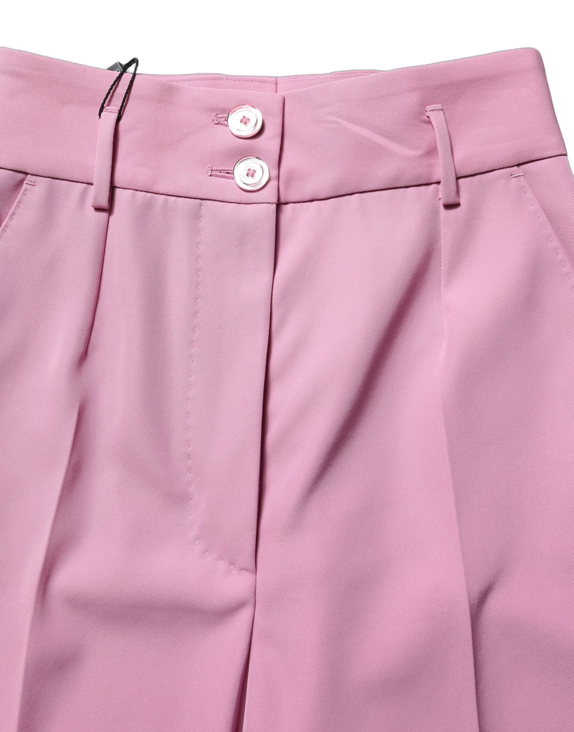 Pantalon rose à taille haute en polyester de Dolce & Gabbana, style élégant et moderne pour femme.