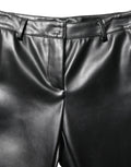 Pantalon noir en cuir synthétique à taille haute de Dolce & Gabbana, style élégant et sophistiqué, visible avec détails en cuir.