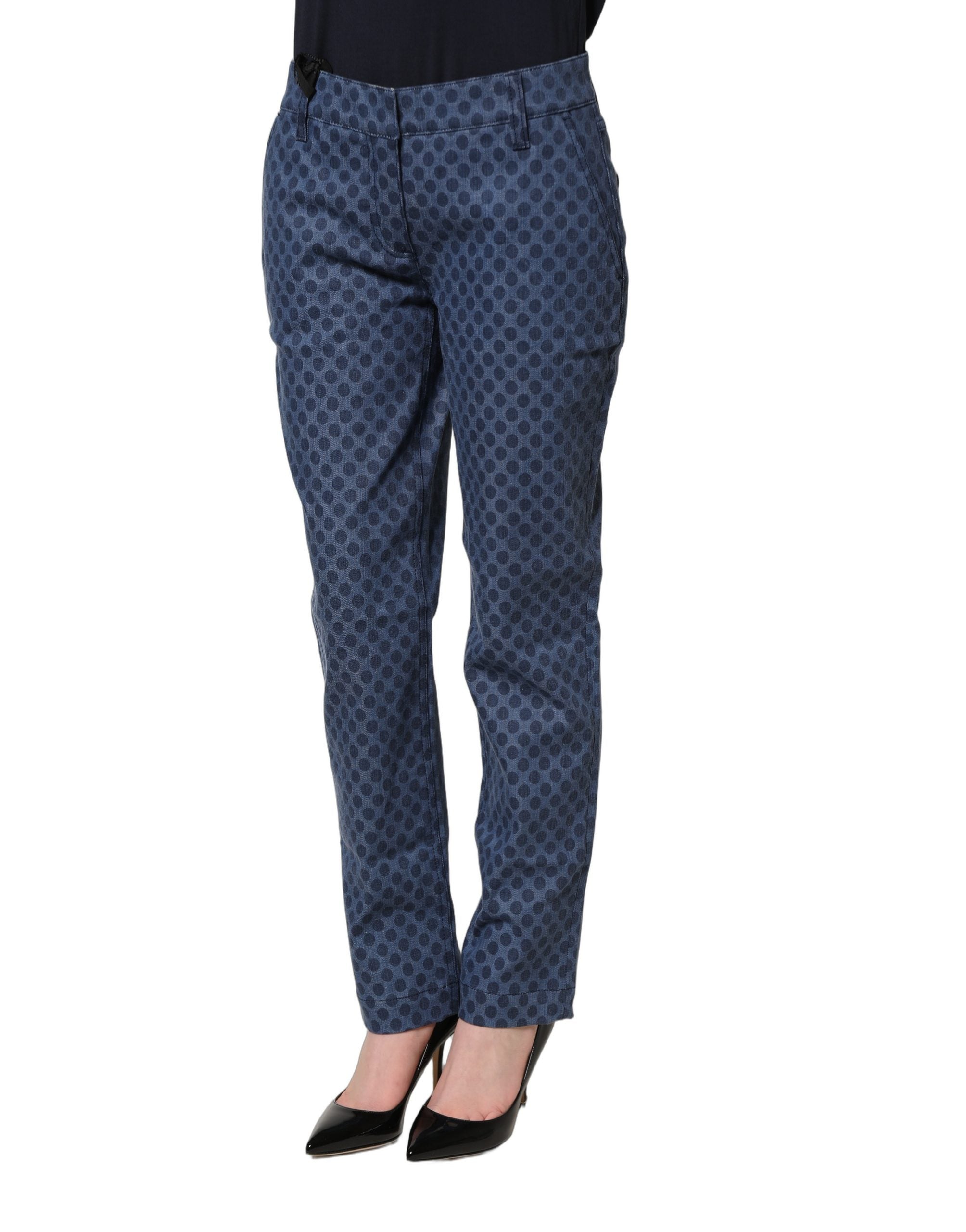 Jeans Capri slim fit en denim bleu à pois Dolce & Gabbana, coupe ajustée et style élégant.