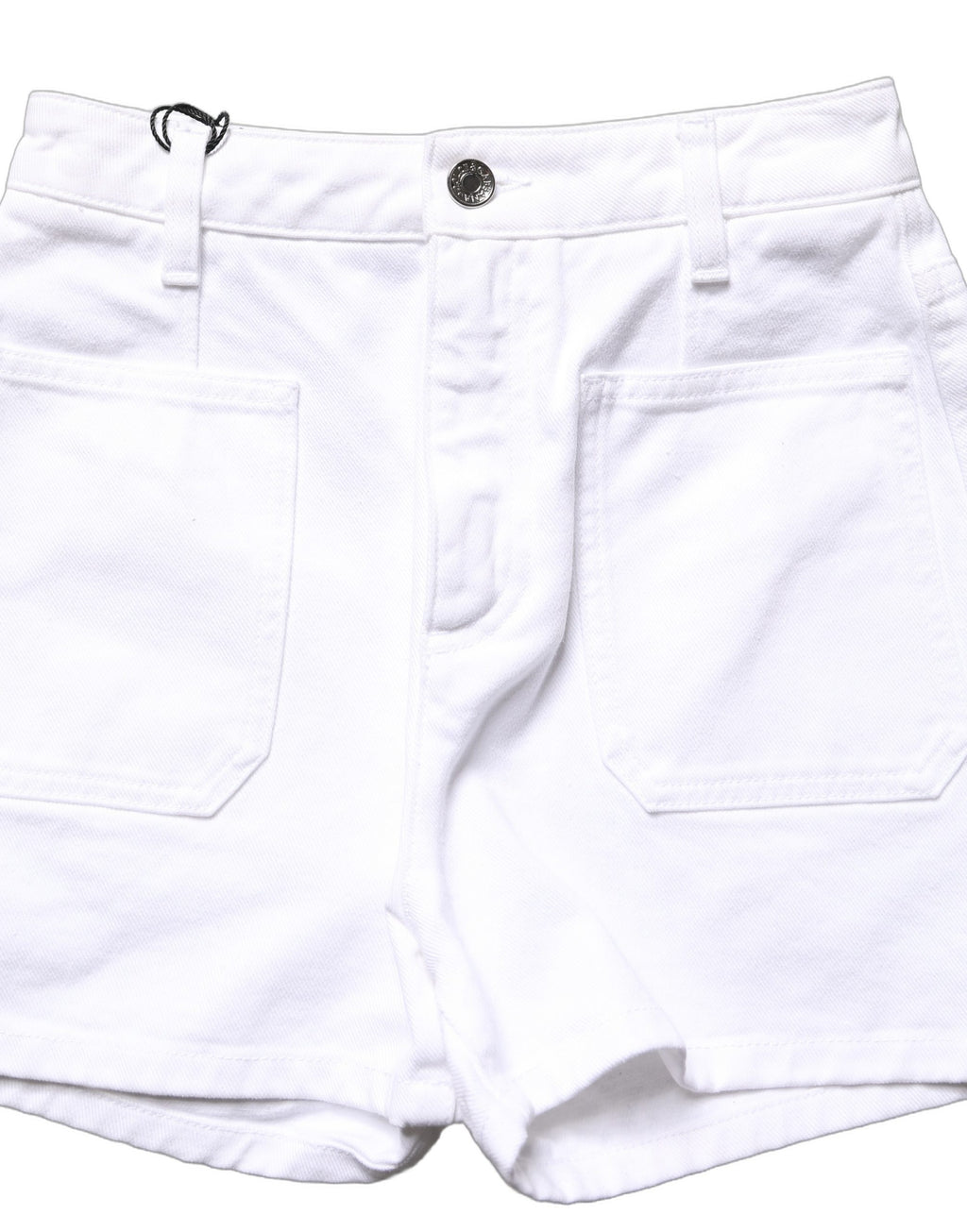 Shorts Dolce & Gabbana en coton blanc, taille haute, en denim, style hotpants, visibles avec détails et couture modernes.