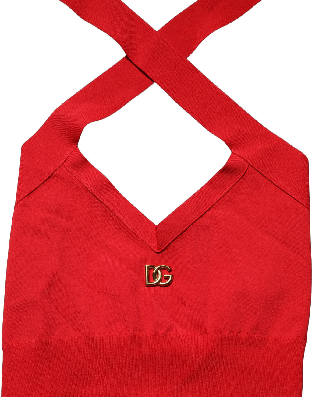 Top court sans manches en viscose rouge de Dolce & Gabbana, crop halter élégant et tendance.