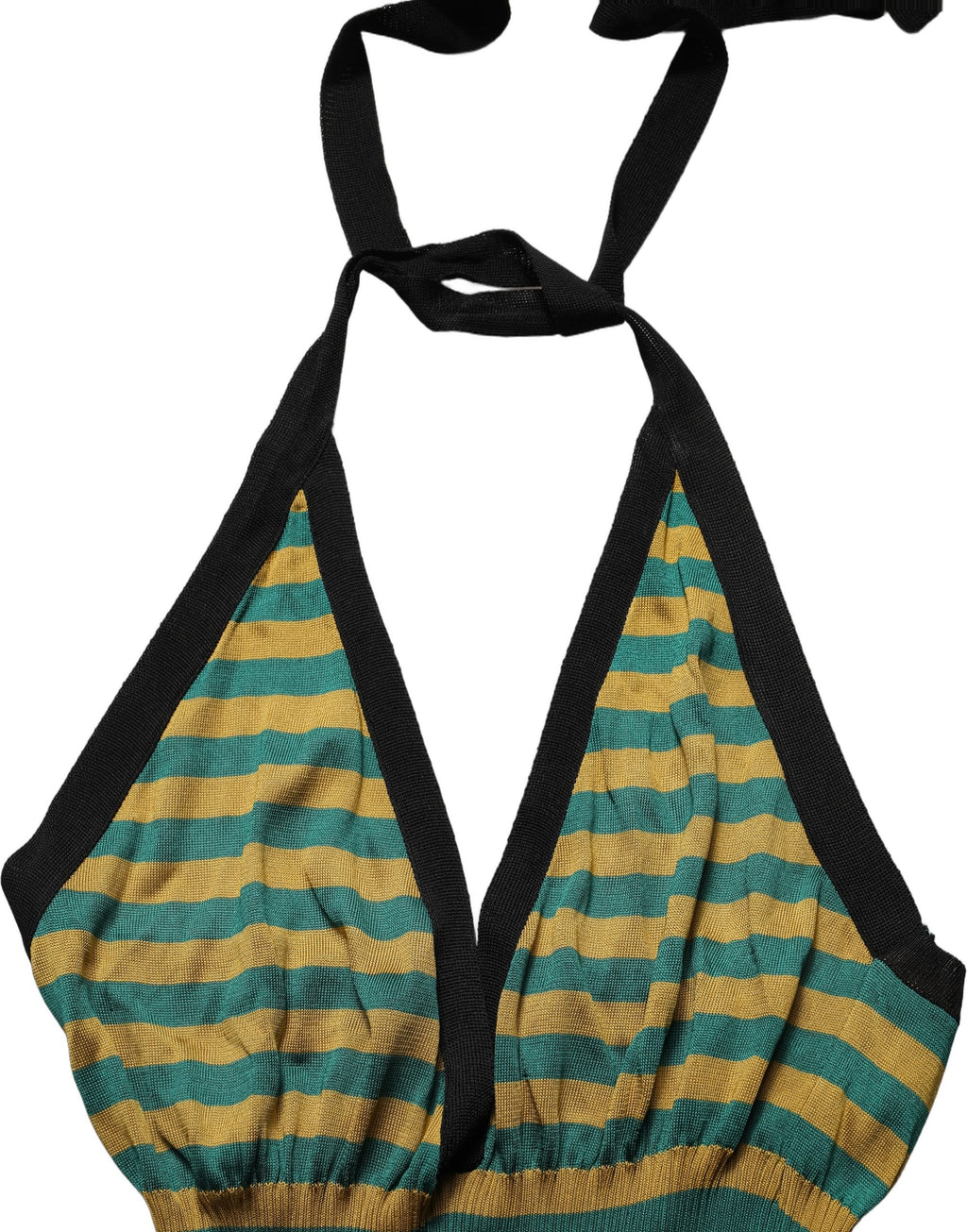 T-shirt sans manches Dolce & Gabbana en laine à rayures multicolores et col halter, doux et élégant.