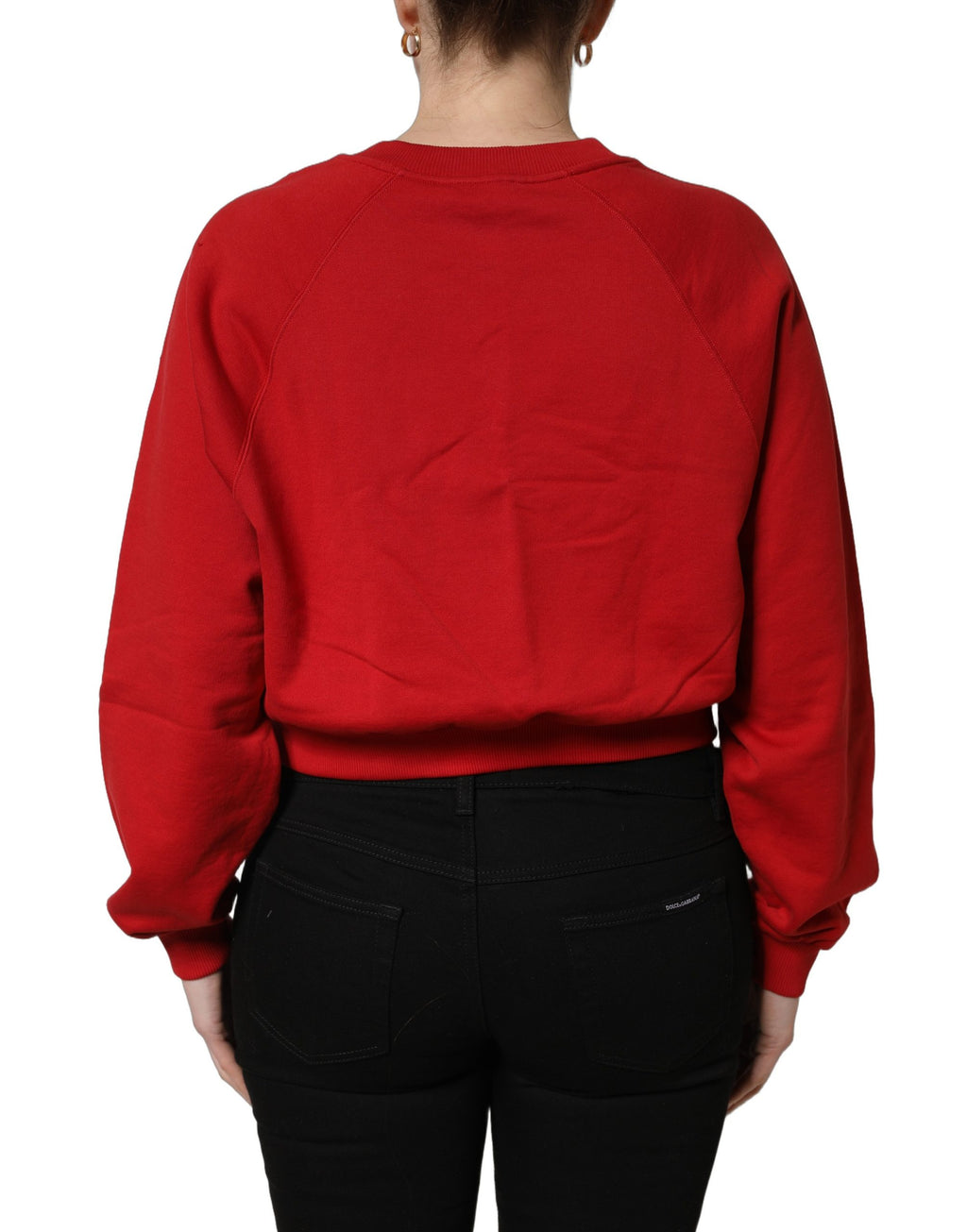 Sweat-shirt court en coton rouge Dolce & Gabbana Basilico, coupe cropped, avec logo Dolce & Gabbana visible.