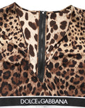 Top cropped en soie à imprimé léopard marron Dolce & Gabbana, style élégant et tendance.