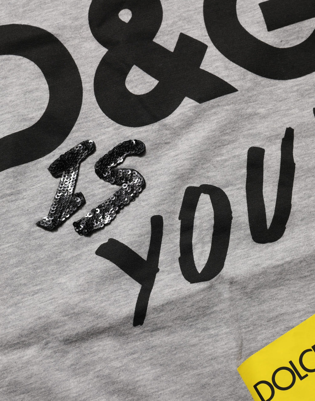 T-shirt gris en coton Dolce & Gabbana avec logo imprimé, col rond et style décontracté.