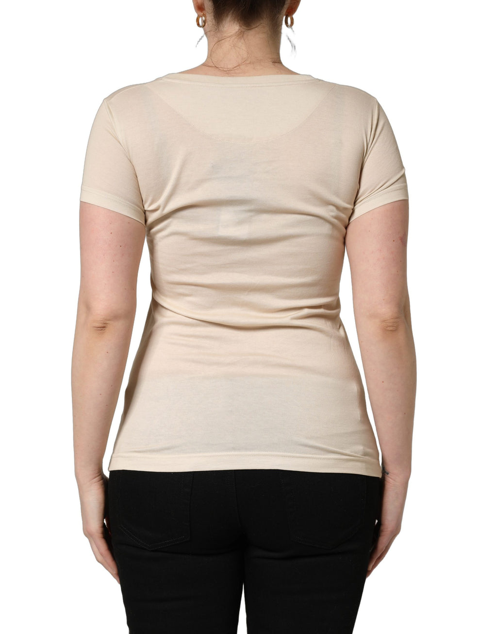 T-shirt en coton beige à motif jungle de Dolce & Gabbana, col rond, style élégant et décontracté.
