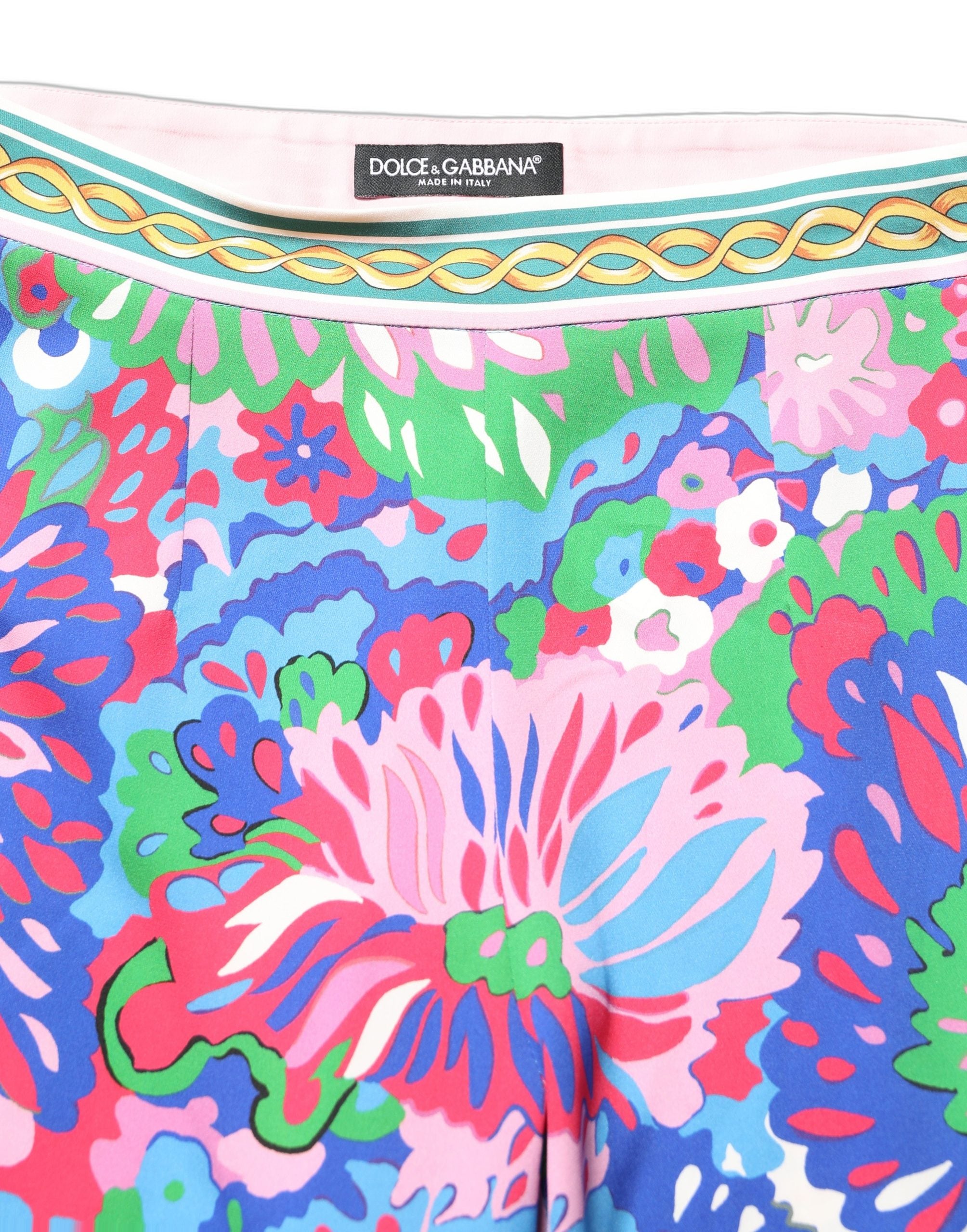 Leggings Dolce & Gabbana à fleurs multicolores en jersey extensible, style élégant et confortable.