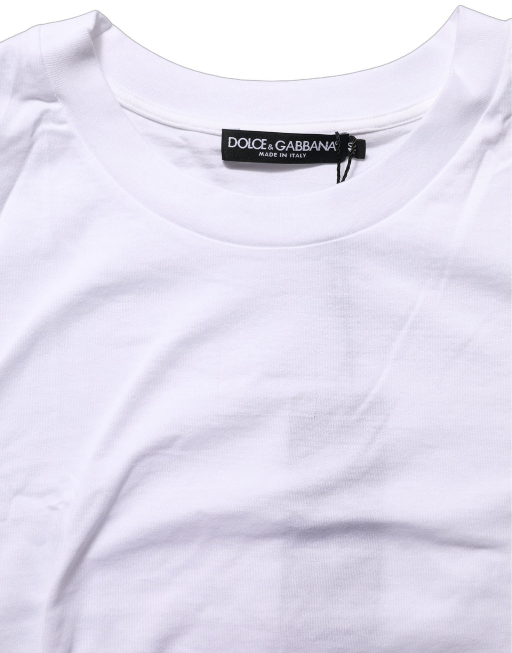 T-shirt blanc en coton à col rond et manches courtes de Dolce & Gabbana, vue de face.