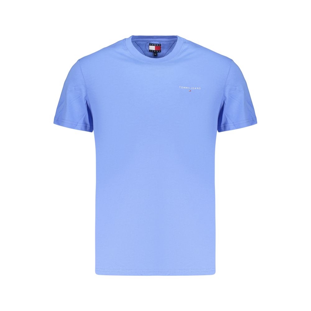 T-shirt homme Tommy Hilfiger en coton bleu clair, coupe classique, avec logo discret sur la poitrine.