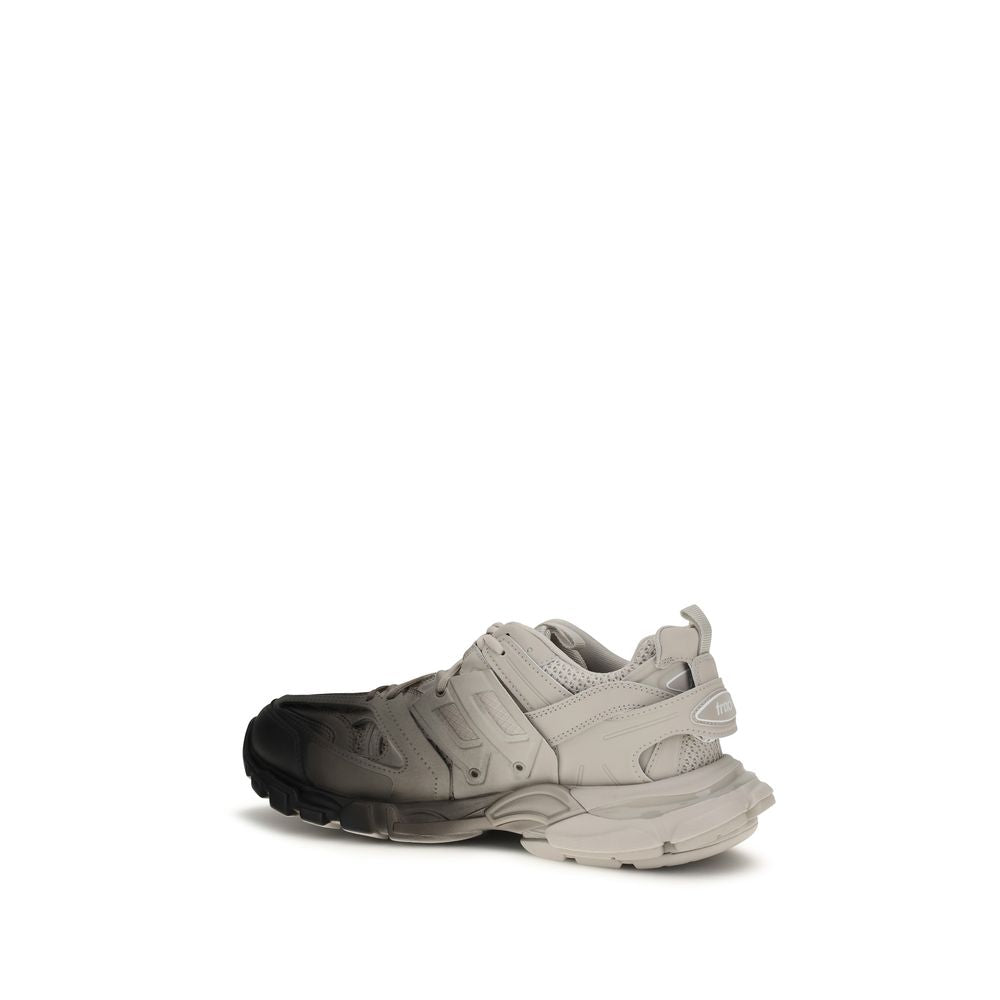 Chaussures de sport Balenciaga en polyamide gris, baskets athlétiques modernes avec semelle blanche et design tendance.