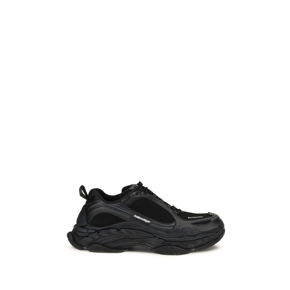 Chaussures de sport Balenciaga en polyester noir, baskets athlétiques modernes avec semelle épaisse et design élégant.