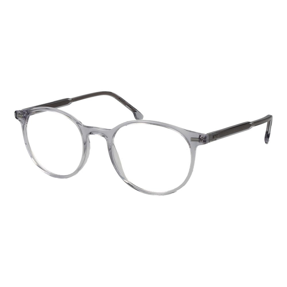 Lunettes en acétate grises de la marque Hugo Boss, monture élégante pour homme ou femme.