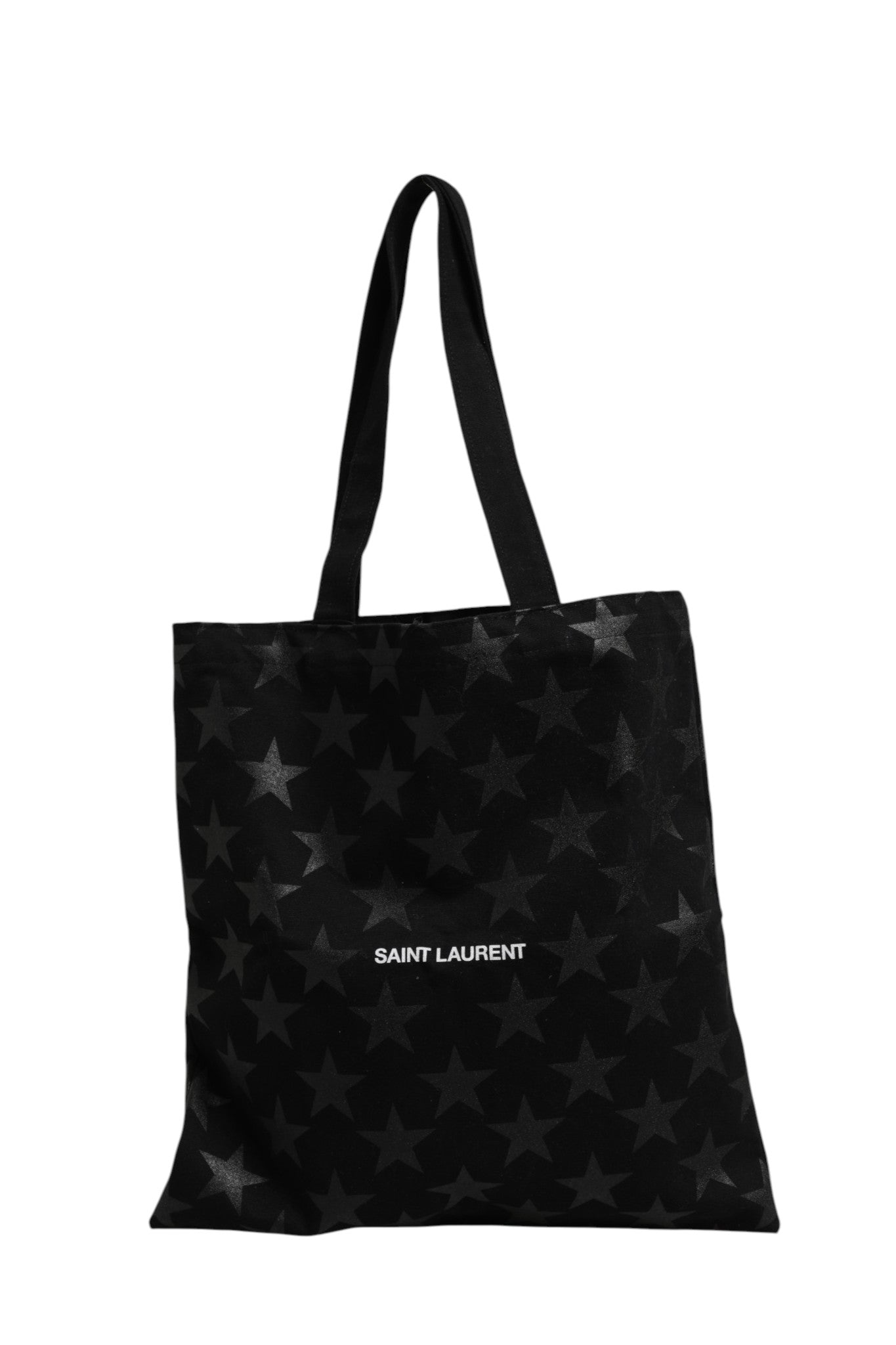 Sac cabas noir Saint Laurent Rive Droite avec imprimé d’étoiles, grand sac en toile pour homme et femme.