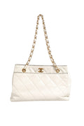 Chanel Glänzendes Kalbsleder Gesteppte Mini 22 Weiß 1792563