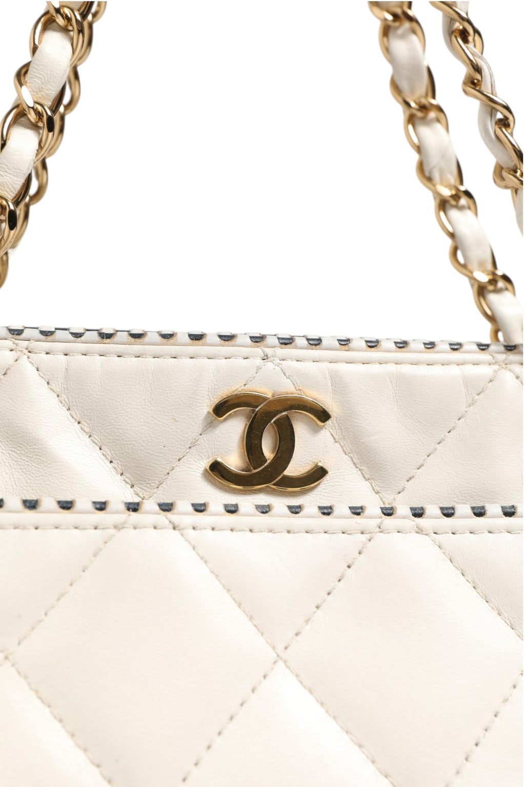 Chanel Glänzendes Kalbsleder Gesteppte Mini 22 Weiß 1792563