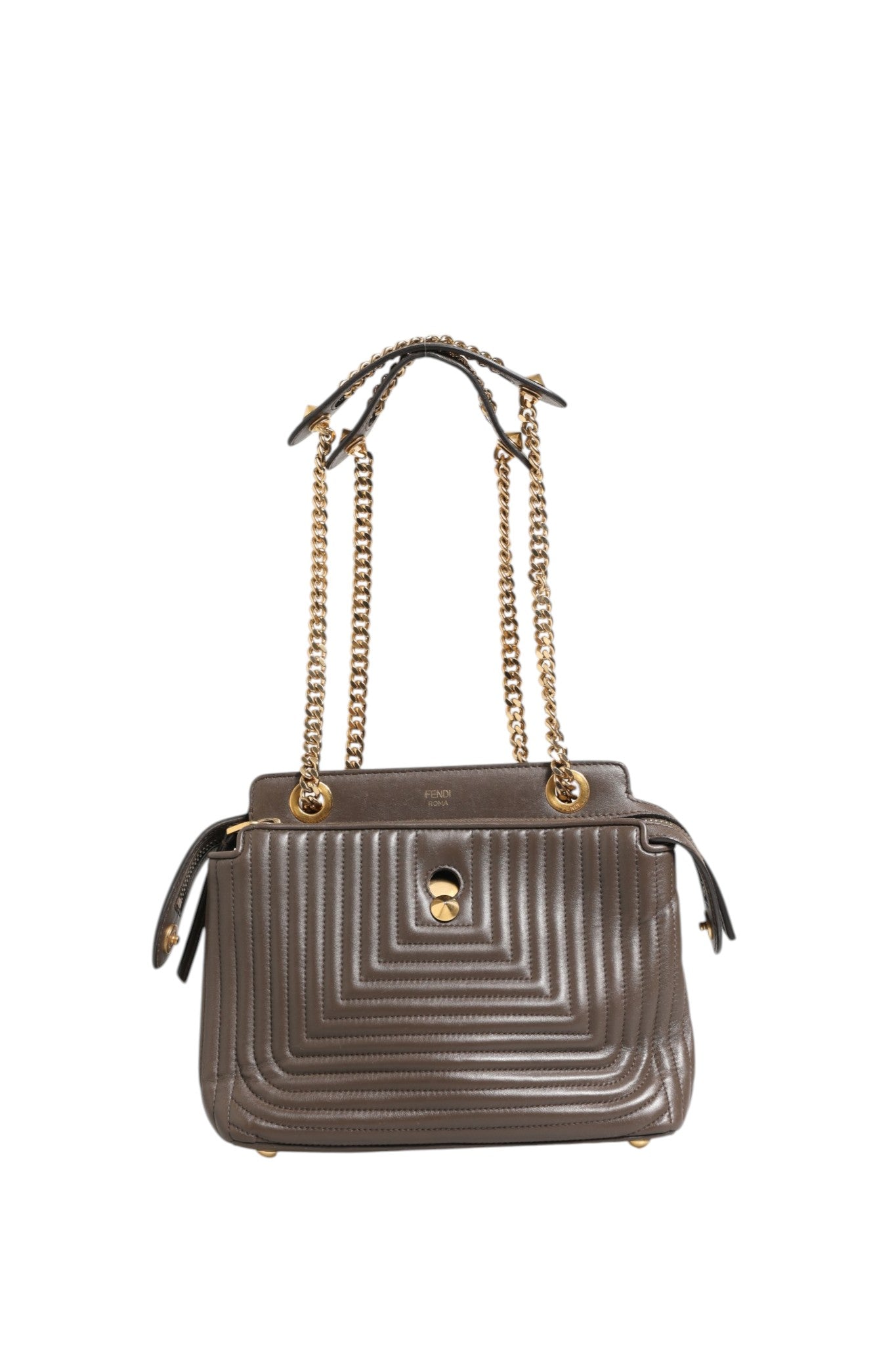 Sac à main Fendi en cuir d'agneau matelassé marron avec motif à pois, petit sac à bandoulière Dotcom Click.