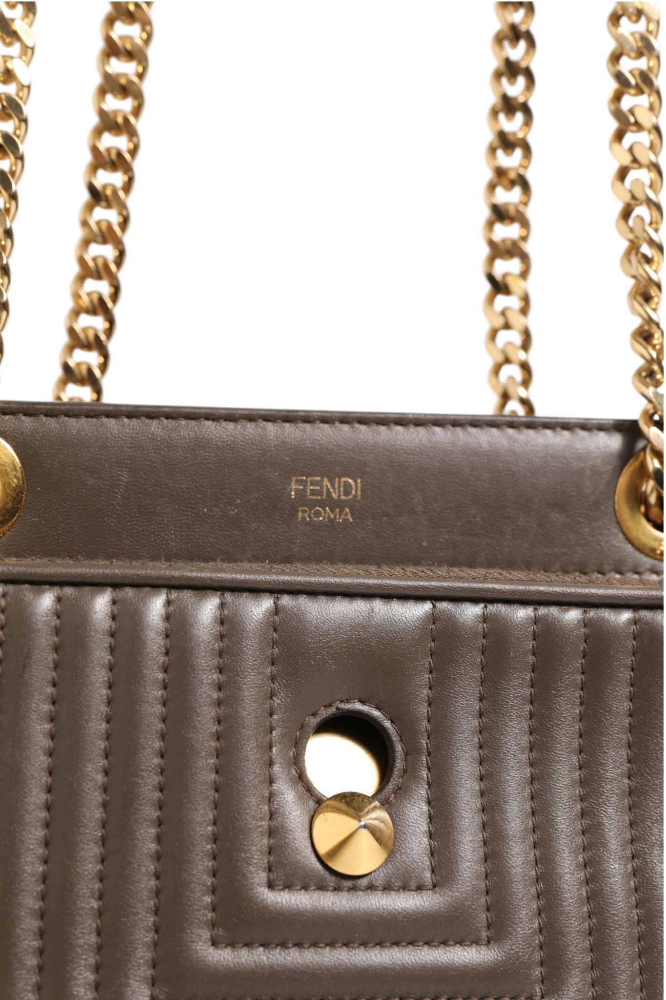Sac à bandoulière Fendi en cuir d'agneau matelassé marron avec motifs à pois, petit modèle Dotcom Click.