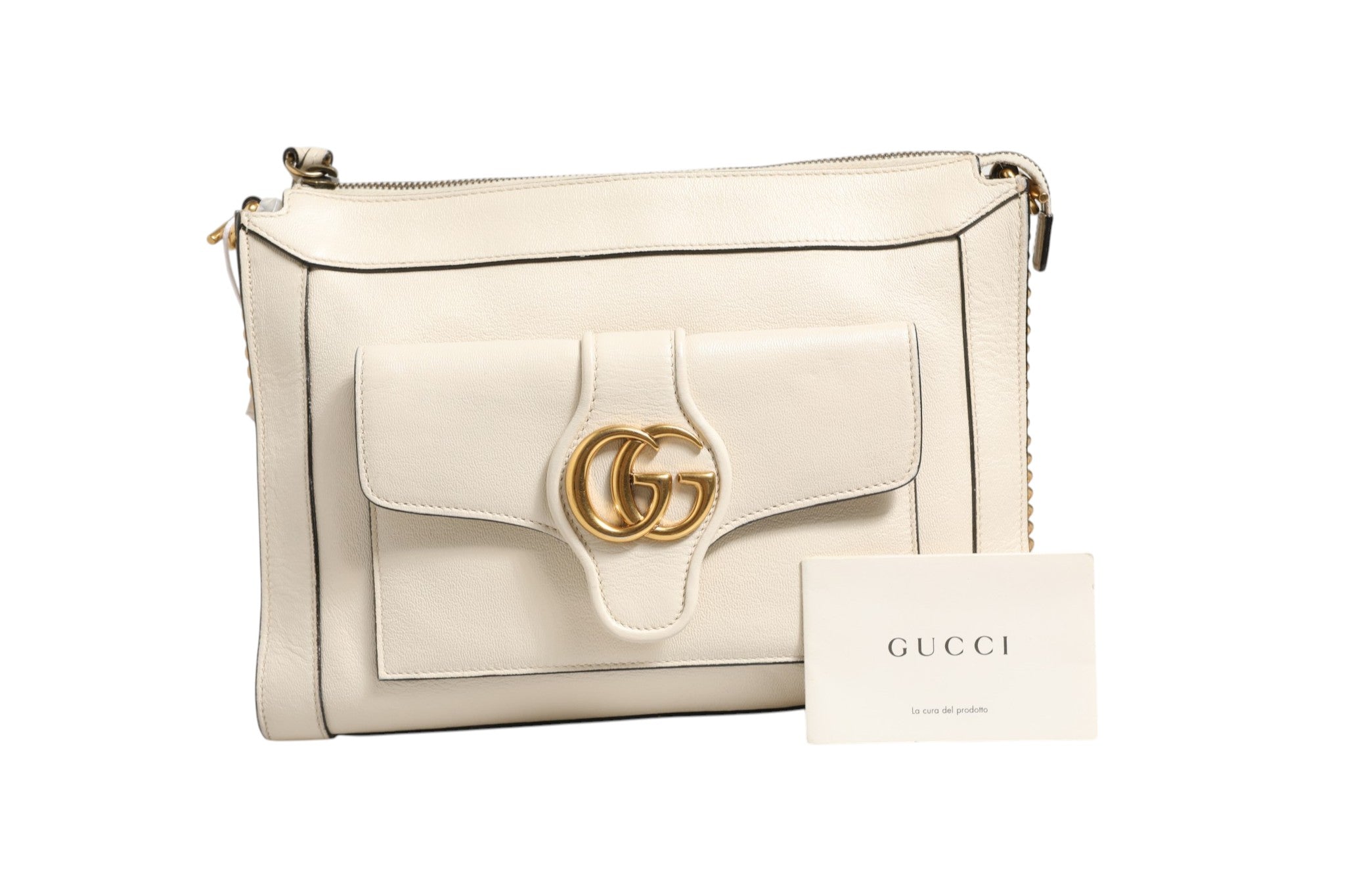 Gucci Arli Kleine Umhängetasche Weißes Leder