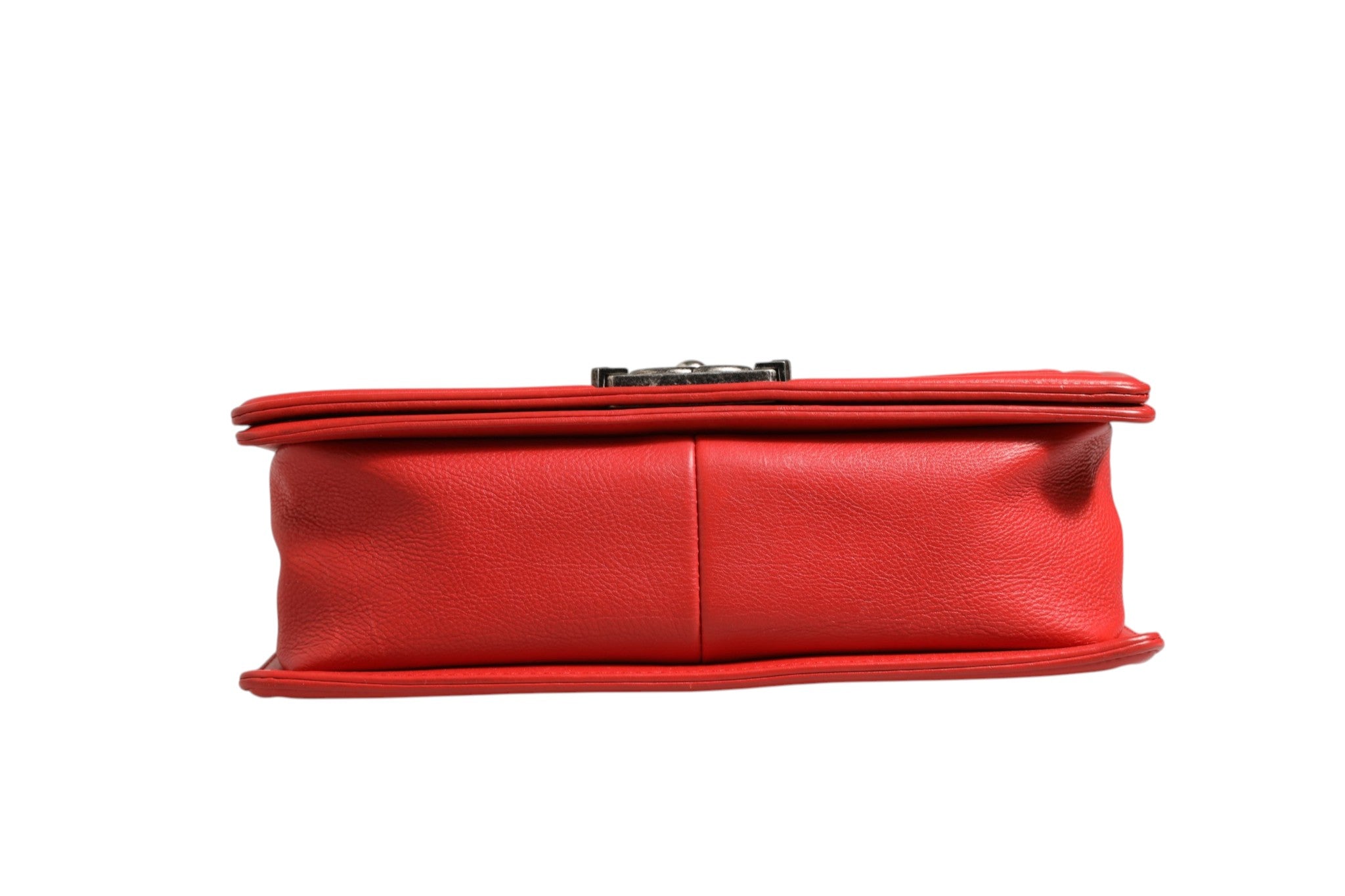 Chanel Red Diamond Stitch Calfskin Leather New Medium Boy Bag