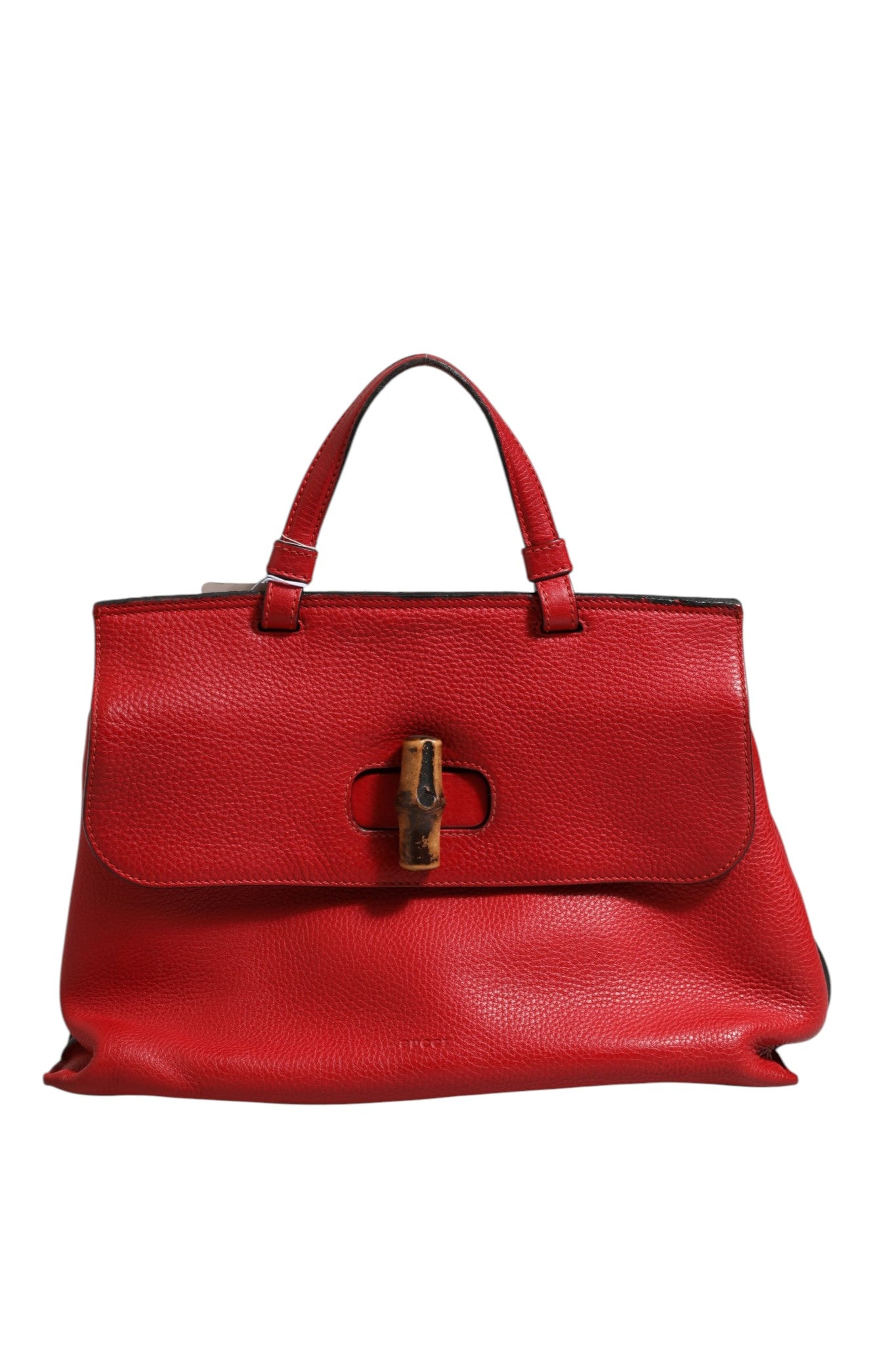 Sac à main Gucci Daily Tote en cuir rouge avec poignée en bambou, sac à bandoulière élégant et spacieux.