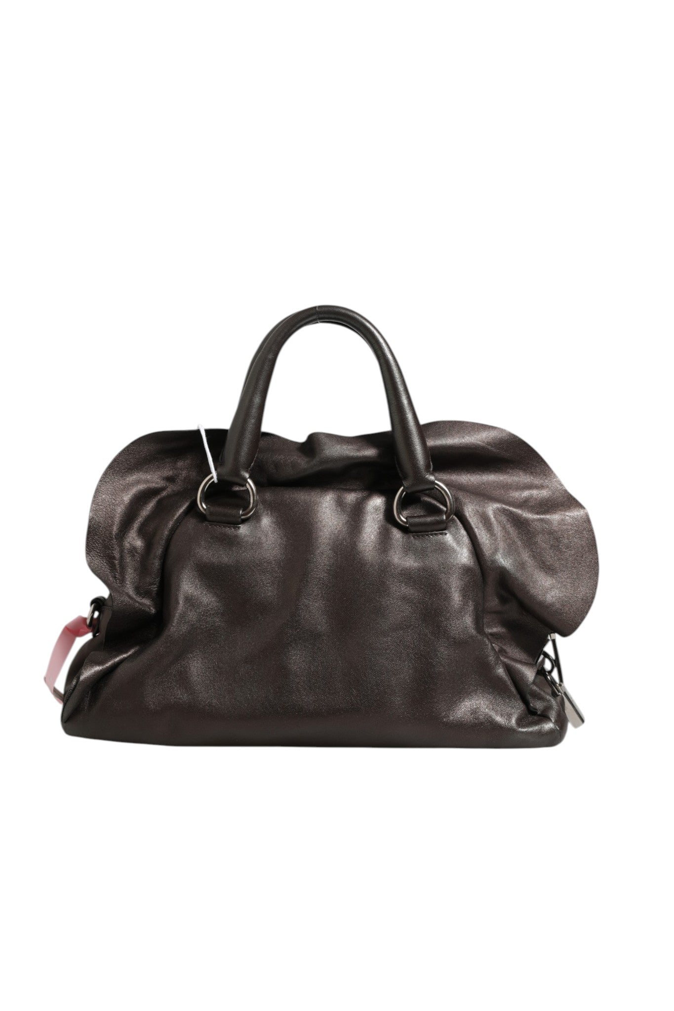 Sac à bandoulière Prada en cuir nappa métallique avec volants, design élégant et sophistiqué, pour un style tendance et chic.