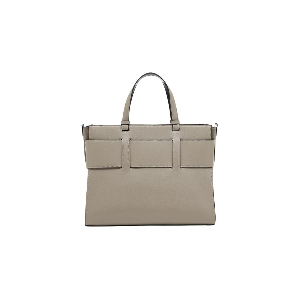 Sac à main en cuir artificiel beige Armani Exchange avec poignée en cuir synthétique, design élégant et spacieux.