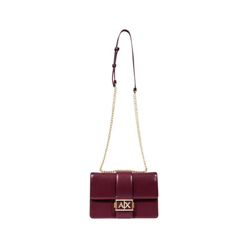 Sac à main en polyester bordeaux de la marque Armani Exchange, avec poignées et détails élégants.